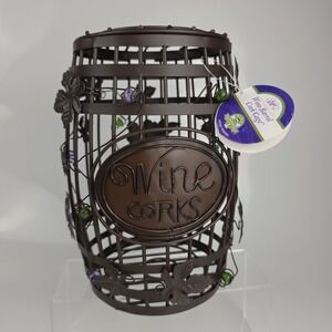 Wine Barrel Cork Cage Metal Grapevine Beaded Holder Epic Products New With Tags‎